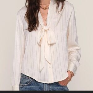 Heartloom Sawyer Top Ivory Blouse with Tie Detail only worn once
